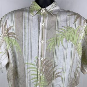 Cubavera Mens Short Sleeve Button Down Shirt Trees